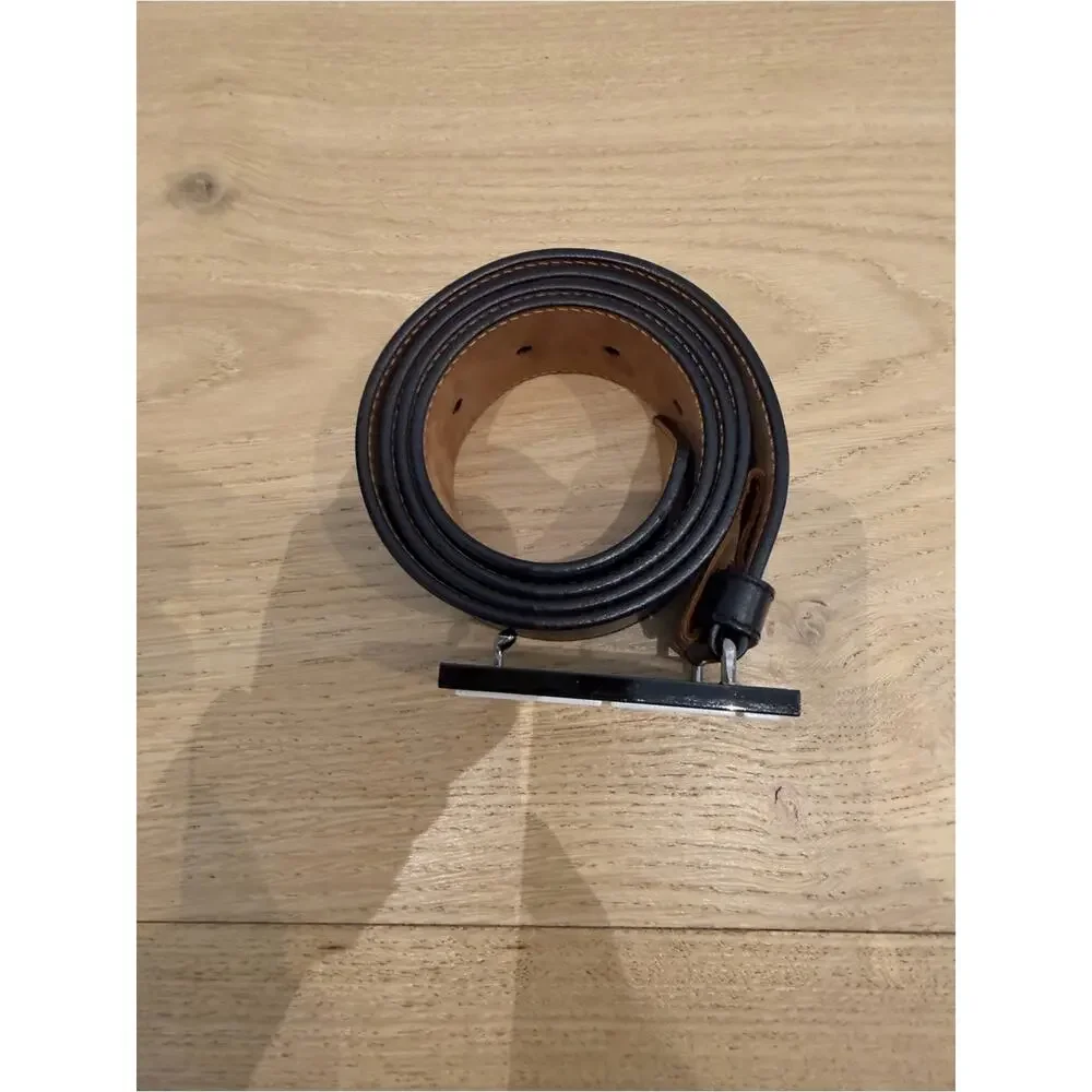 Fendi Black Belt with White Logo Buckle